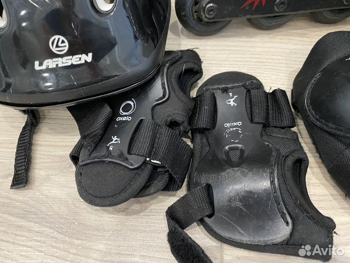 Роликовые коньки детские раздвижные с защитой