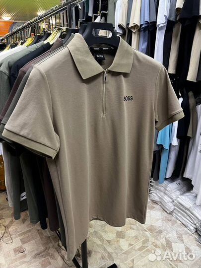 Поло мужское с замком boss