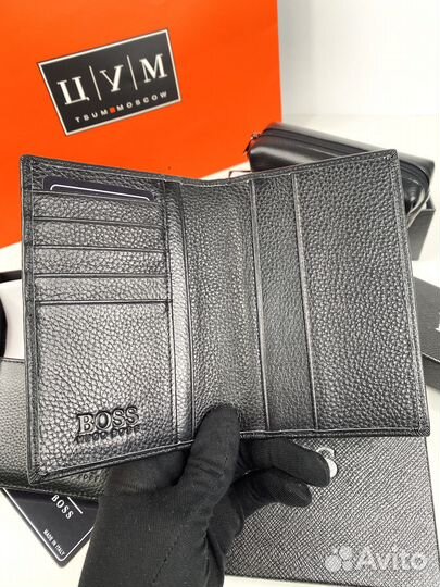 Обложка на паспорт Hugo boss натуральная кожа