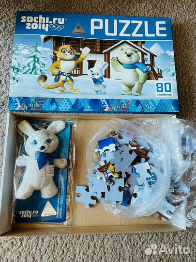 Пазлы+мягкая игрушка олимпиада Сочи