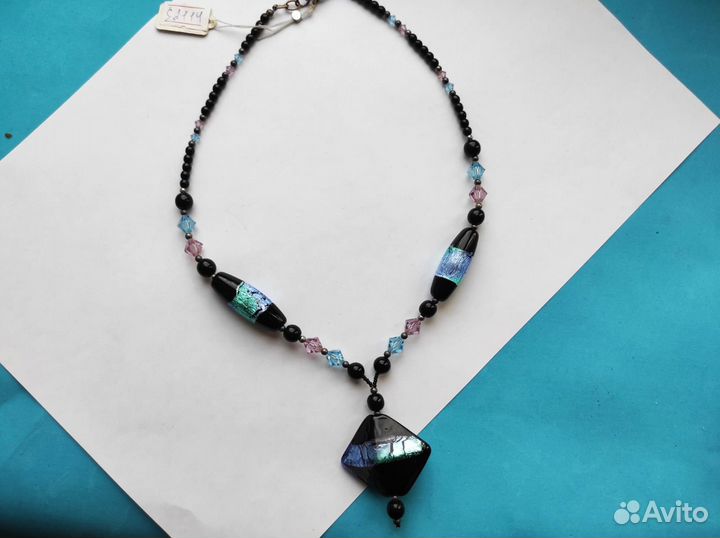 Ожерелье с кулоном муранское стекло / swarovski