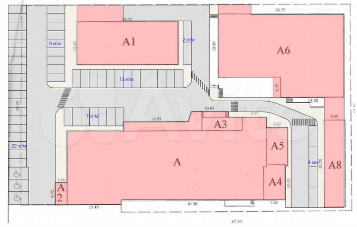 Торговая площадь для якоря, от 550 м2 до 800 м2