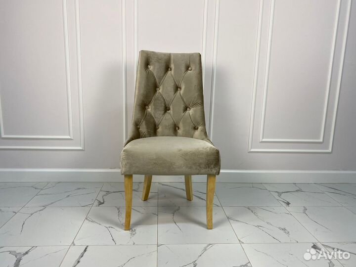 Стул в каретной стяжке Флоренция, бархат шампань