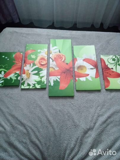 Продам картину из 5 рамок на холсте