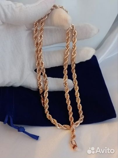 Цепь покрытие золото, плетение веревка