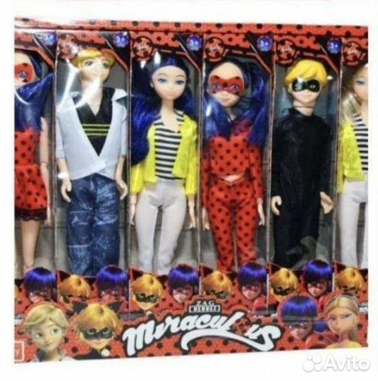 Шарнирные куклы леди баг супер кот С маской 30 см