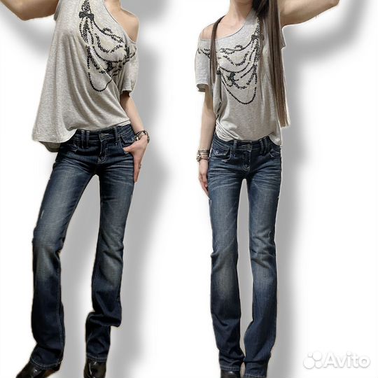 Джинсы клеш y2k винтаж