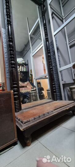 Большое салонное зеркало. Антикварное старинное
