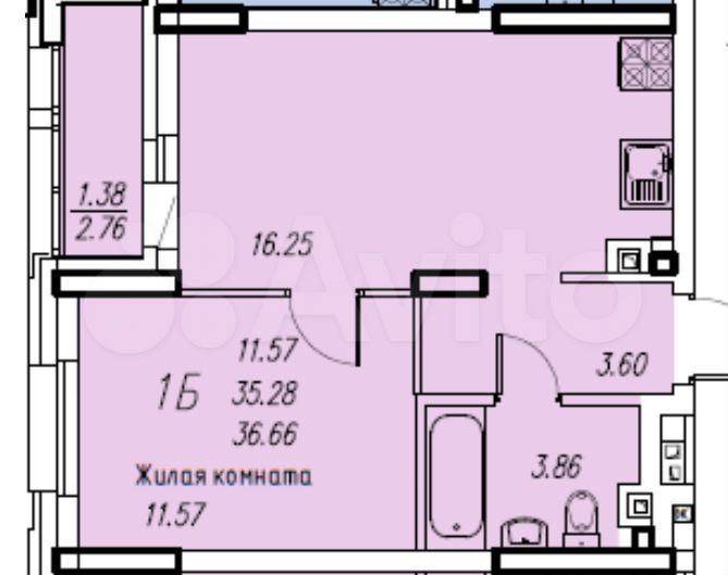 1-к. квартира, 36 м², 4/8 эт.