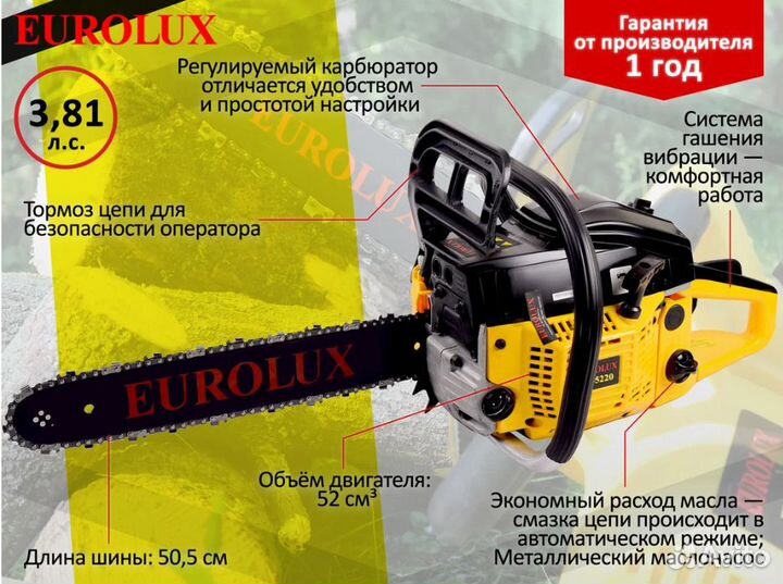 Пила бензиновая Eurolux GS-5220