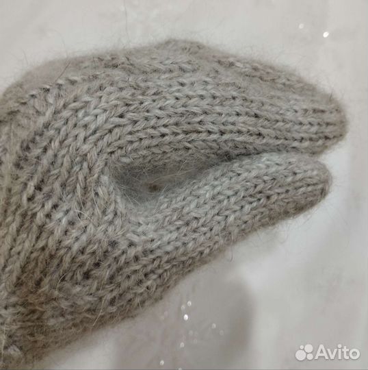 Варежки вязаные женские в наличии, пух кролика