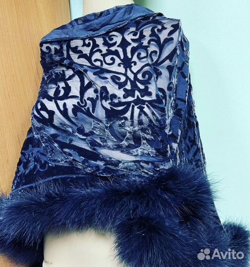 Платок бархат на шёлке