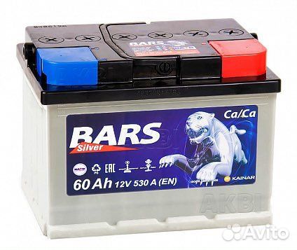 Аккумулятор bars silver 60a/ч (низкий)