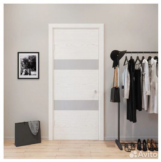 Двери межкомнатные 2шт 80см белый ясень, шпон