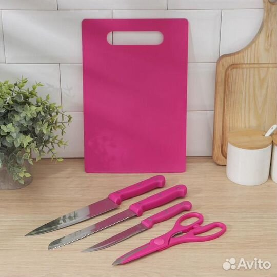 Набор кухонный, 5 предметов: ножи 12 см, 17 см, 17