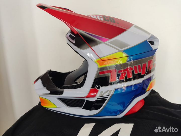 Эндуро шлем Fox V1 Helmet Blue/Red Multi XL61-62