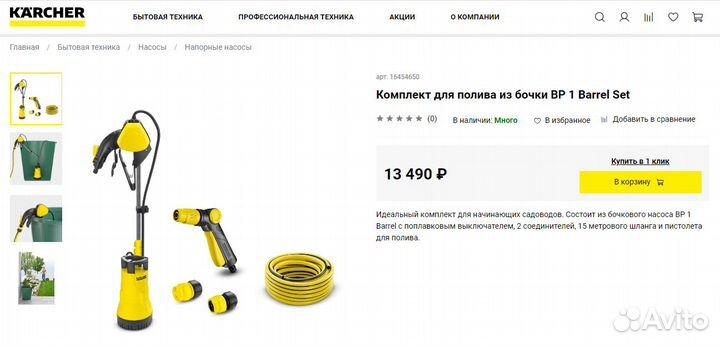 Насос Karcher для бочки BP 1 Barrel Set (комплект)