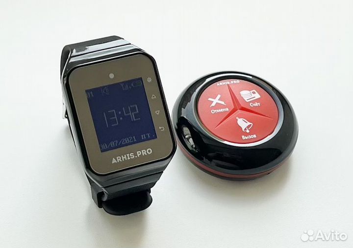 Кнопка вызова официанта комплект с часами пейджер