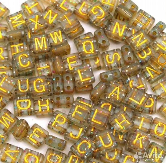 Набор бусин с английскими буквами, 100 шт
