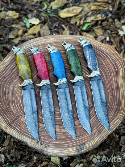 Нож Волк из дамасской стали