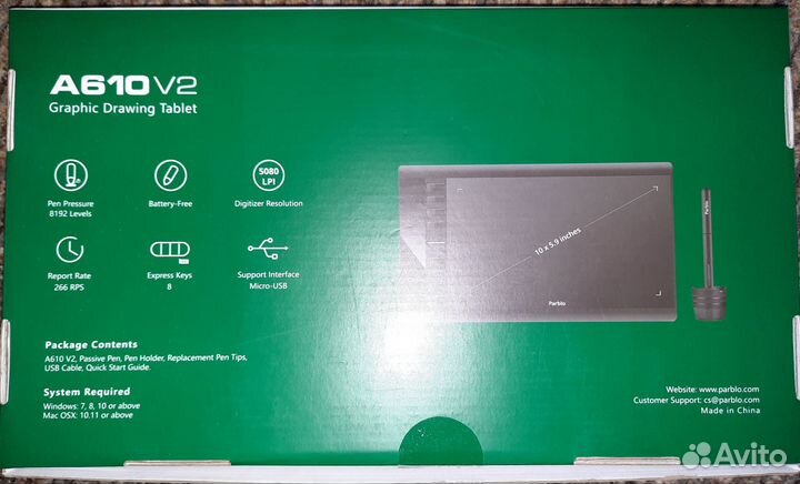 Графический планшет Parblo A610 V2 A4