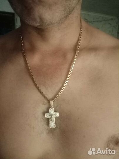 Цепь золотая мужская бисмарк с крестом