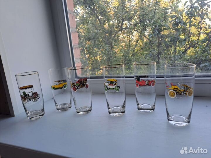 Стакан ретро Автомобили. Богемское стекло