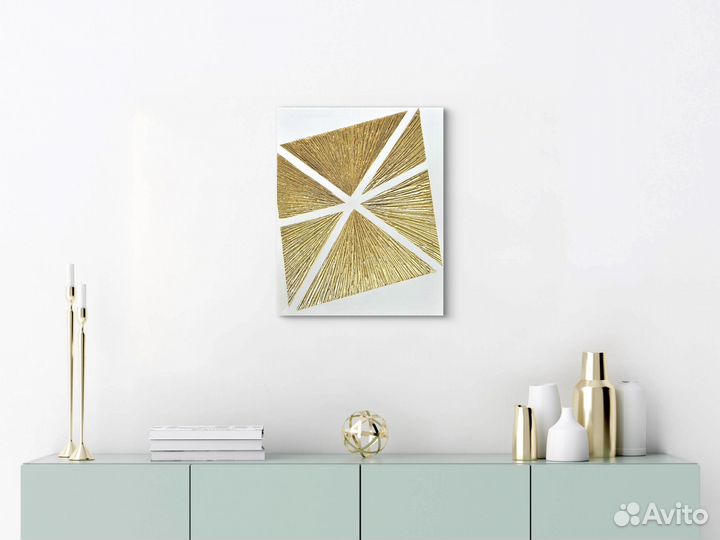 Интерьерная картина текстурная с золотой поталью