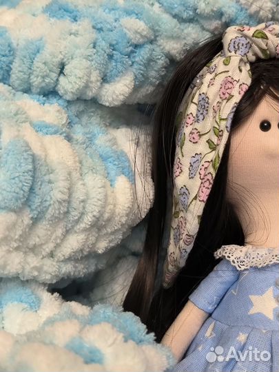 Плед ручной работы из ализе пуффи 100х100