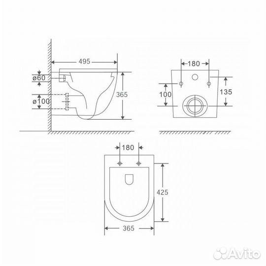 Унитаз подвесной Maretti Elena безободковый с
