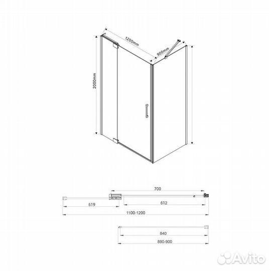 Душ. уголок Vincea 120x90 Extra - 2чер. vsr-1e111