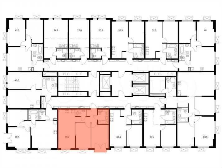 2-к. квартира, 51,9 м², 11/25 эт.