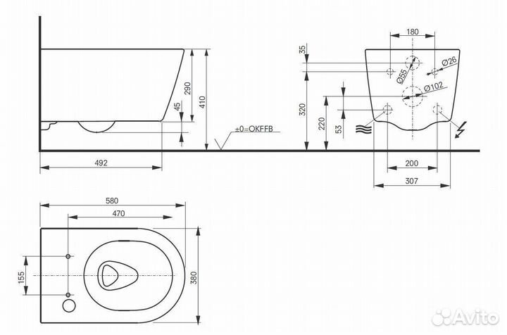 Унитаз-биде Toto Washlet RX подвесной