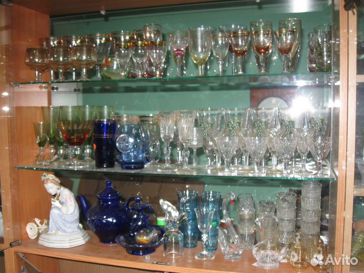 Стекло,хрусталь + вазы из цветного стекла