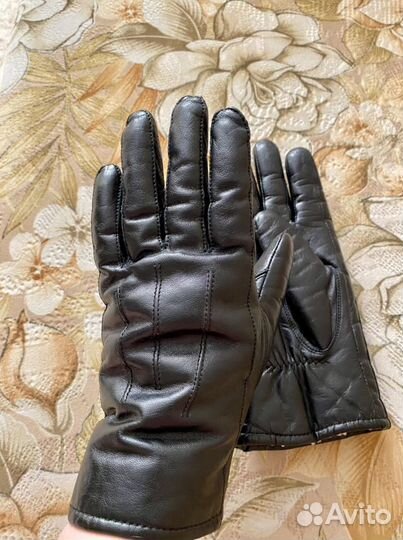 Кожаные женские зимние перчатки 8