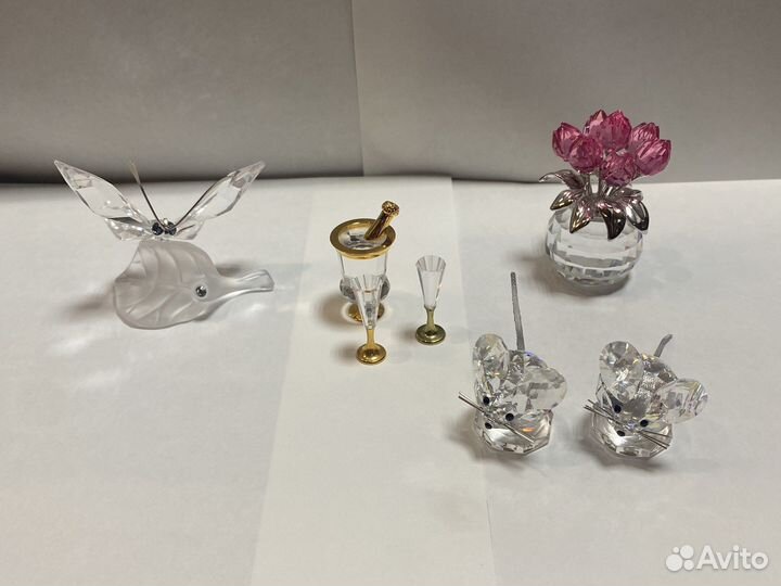 Swarovski фигурки бабочка, букет, мышка