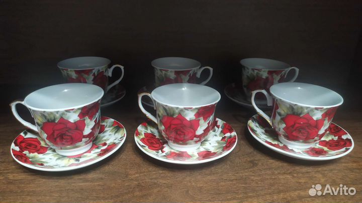 Чайные чашки с блюдцами фарфор