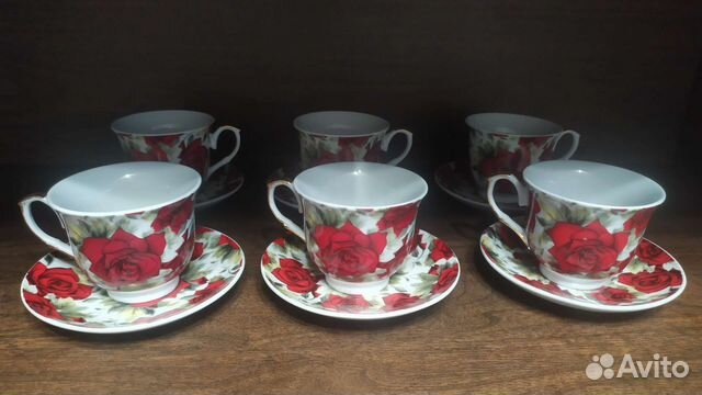 Чайные чашки с блюдцами фарфор