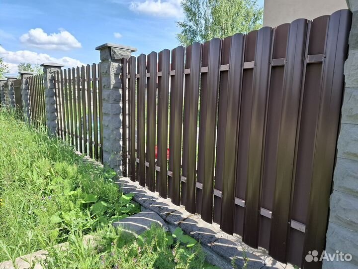 Забор Штакетник двусторонний1,5м шахмат зазаор 8см