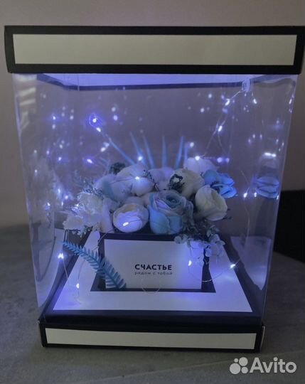 Букет мыльных роз с подсветкой