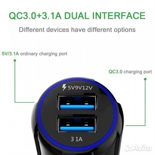 Авто зарядное устройство - быстрая зарядка