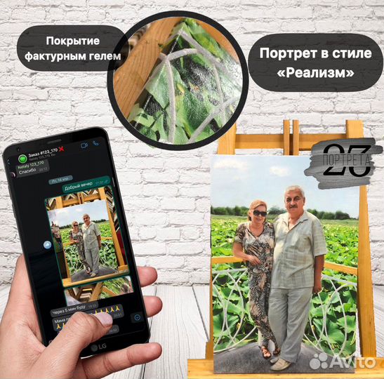 Портрет на холсте (хлопок) в день заказа Москва