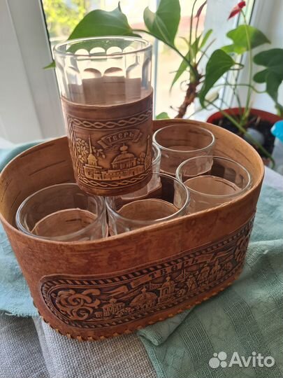 Набор стопок в берестяном туеске