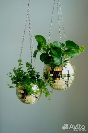 Кашпо из диско шара / кашпо из зеркальной мозаики