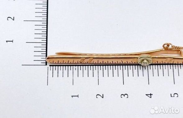 Зажим для галстука с природным камнем Золото