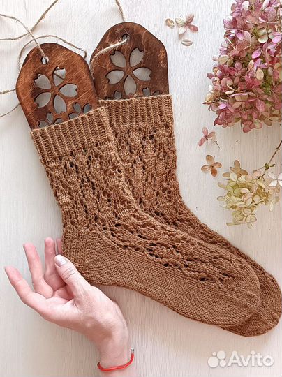 Носки вязаные женские, шерстяные, ручной работы