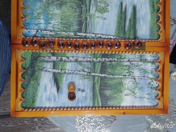 Нарды ручной работы со стеклом камень крошка