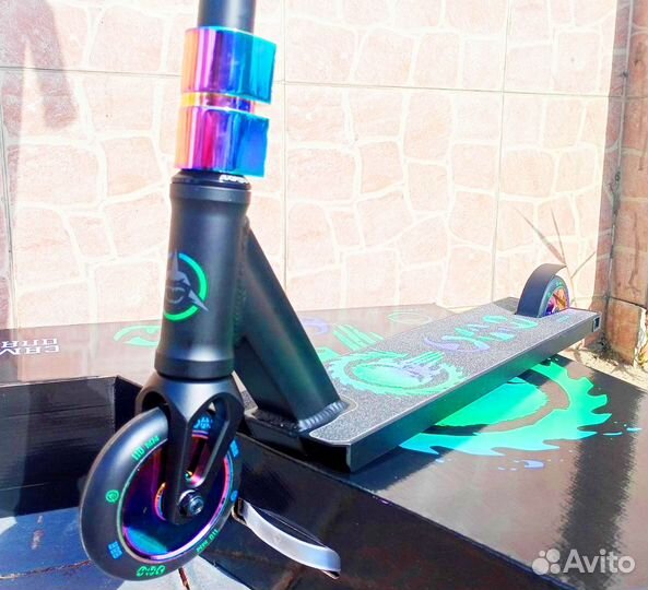 Трюковой самокат Ateox SAW черный/неохром 2023