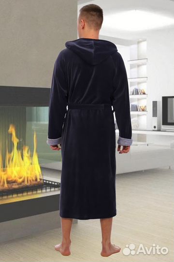 Мужской махровый халат с капюшоном