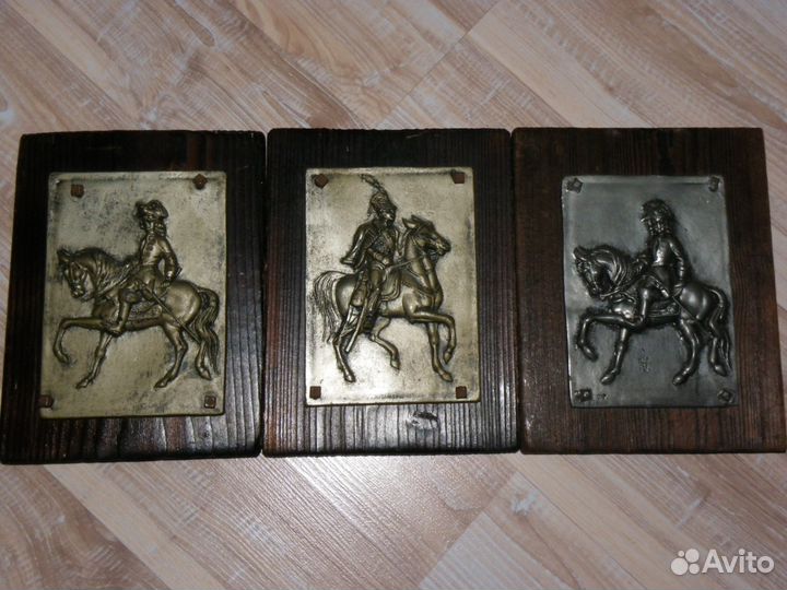 3 Панно Гусары Немецкая старина Цинк Дерево
